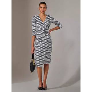 Jolie Moi Jolie Moi White 3/4 Sleeve Wrap Shift Dress