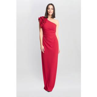 Gina Bacconi Gina Bacconi Red Nicole Ruffled One Shoulder Maxi Dress