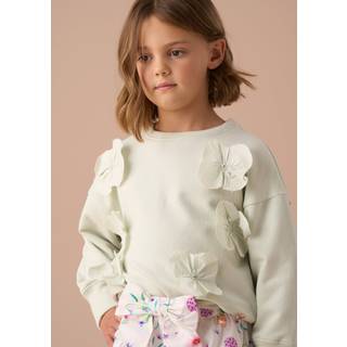 Angel & Rocket Bloom Mint Cotton Flower Tryk Applique Trøje5 - 6 år (110 - 116cm)