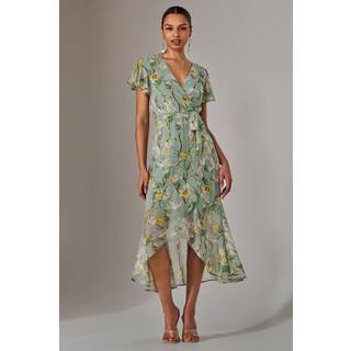 Jolie Moi Jolie Moi Light Blue Chiffon Wrap Midi Dress - EU 46 (UK 18)