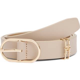 Leather TH Monogram Oval Buckle Belt