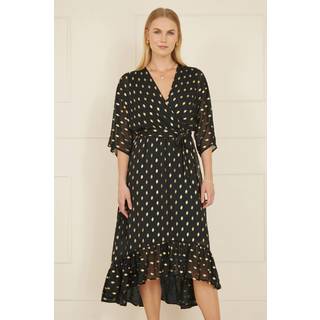 Yumi Yumi Black Sequin Kimono Midi Wrap Dress