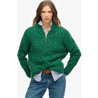 Superdry Aran Cable Knit Half Zip TrøjeEU 40 (UK 12)