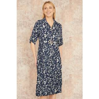 Yumi Floral Print Pleated Skater Dress With Buckle42