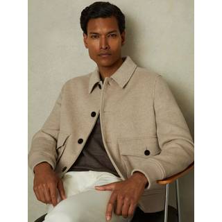 Reiss Reiss Oatmeal Herringbone Bak Wool Blend Herringbone Jacket