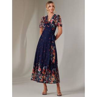 Jolie Moi Jolie Moi Spejl Tryk Mesh Wrap Maxikjole - EU 38 (UK 10)