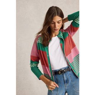 White Stuff White Stuff Pink Lulu Stripe 100% Cotton Cardigan