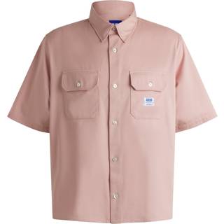 HUGO HUGO Pink Loose Fit Double Pocket Short Sleeve 100% Cotton Shirt