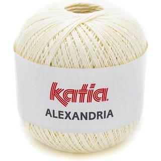 Katia Alexandria 03 Ecru Indhold: 100% merceriseret bomuld Vægt/længde: 100 g = ca. 400 meter Anbefalet hæklenål: 1.75-2 mm Vask: Finvask 30º / Tåler ikke tørretumbling.