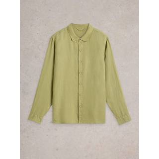White Stuff White Stuff Green Keswick Long Sleeve 100% Linen Shirt