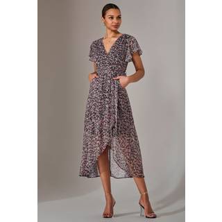 Jolie Moi Jolie Moi Pink Chiffon Wrap Midi Dress