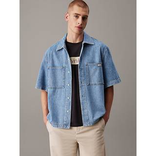 Relaxed Denim Short Sleeve Shirt - Denim - XXL
