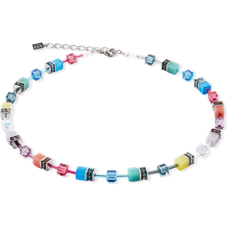 Coeur De Lion Silver Rainbow Magic Iconic Cubes Necklace - Silver - Multi-colour - 42cm