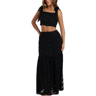 South Beach South Beach Black Broderie Maxi Skirt