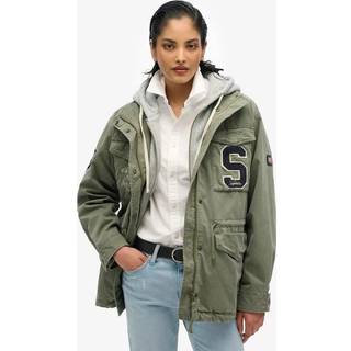Superdry Superdry Green Jersey Hooded Embroidered Military Jacket
