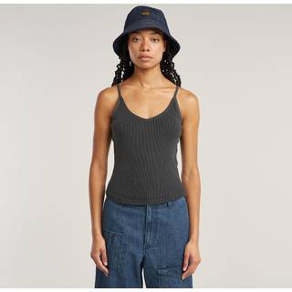 Spaghetti Strap Rib Top - Black - Women