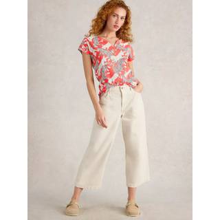 White Stuff Nelly Notch Neck 100% Bomuld T-shirtEU 42 (UK 14)