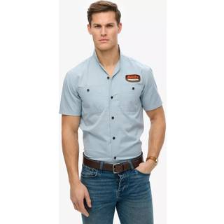 Superdry Superdry Blue Short Sleeve Mechanic 100% Cotton Shirt