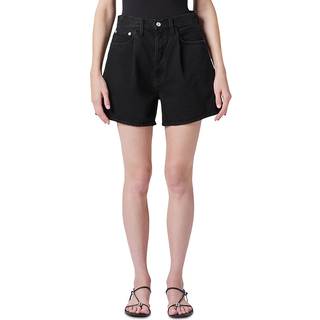 Agolde Rhoda pleated high-rise denim shorts - black - XS-S