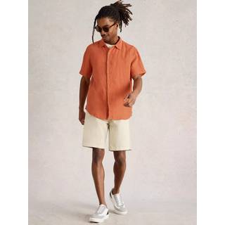 White Stuff White Stuff Orange Keswick Short Sleeve 100% Linen Shirt