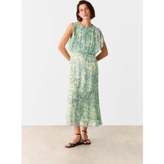 Whistles Whistles Green Petite Dashed Brush Marks Midi Dress