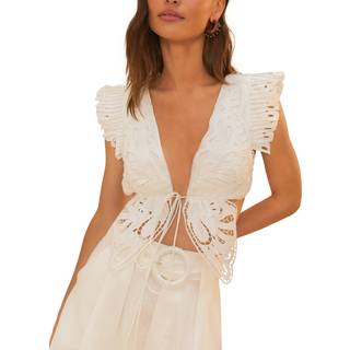 Farm Rio Broderie anglaise cotton top - white - XL