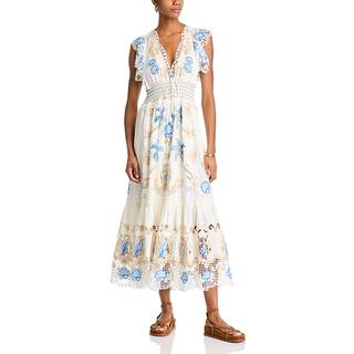 Farm Rio Embroidered linen-blend maxi dress - white - XXS