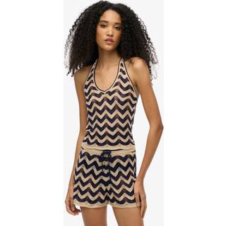 Superdry Superdry Blue Zigzag Knit Plunge Halter Blouse
