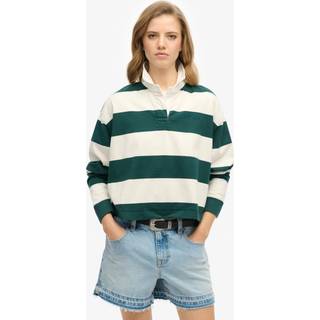 Superdry Superdry Green Ath Essential Stripe 100% Cotton Rugby T-Shirt
