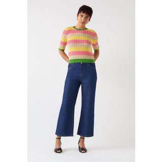LK Bennett LK Bennett Green Cinzia Treetop Multicoloured Cotton Blend Zig Zag Pointelle Knit Top