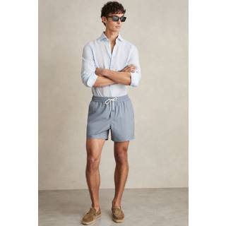 Reiss Reiss Airforce Blue Tito Drawstring Geometric Print Swim Shorts