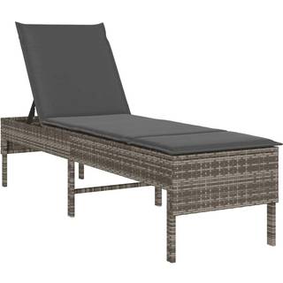 Liggestol Med Hynde 55X200X44 Cm Polyrattan - Grå / Mørkegrå