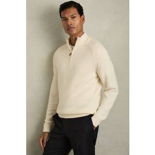 Reiss Reiss White Roberts Wool-Blend Ridge-Seam Half-Zip Jumper