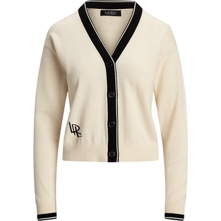 Lauren Ralph Lauren Lauren Ralph Lauren Cream Two Tone Cotton Blend Cardigan