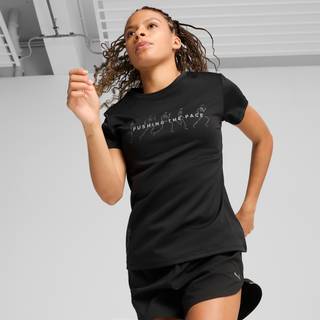 Women&#39;s Puma Graphic Slogan Running T-Shirt, Black, Size XL, Clothing - Q2 - XL