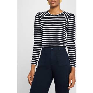 Veronica Beard Striped cotton jersey top - blue - XL