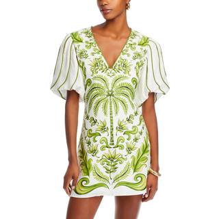 Farm Rio Milani Off-White printed linen minidress - white - L