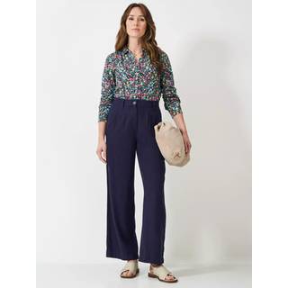 Crew Clothing Crew Clothing Blue Linen Blend Wide Leg Trousers