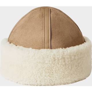 Toteme Leather-trimmed shearling and suede hat - brown - XS/S