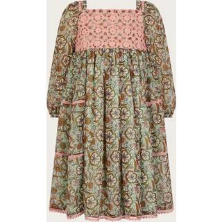 Monsoon Monsoon Green Long Sleeve Paisley Yoke Dress