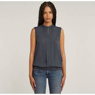 Stand Up Collar Top - Grey - Women