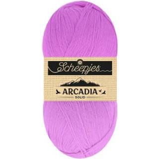 Scheepjes Arcadia 813 lavender (Solid) Indhold: 75% Superwash uld /25% polyamid Vægt/længde: 100 gram = ca. 396 meter Anbefalede pinde: 2.5-3.0 mm Strikkefasthed: 10 x 10 cm = 36m x 44p Vask: Maskinvask 30 °C.