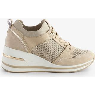 Dune London Dune London Cream Side Zip Eiline Wedge Trainers
