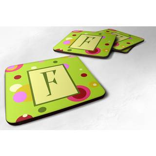 """" Caroline's Treasures CJ1010-FFC Monogram-Green Foam Coasters (Sæt med 4) indledende bogstav F 3.5 """" ""H X 3,5"" """" W Multicolor """"