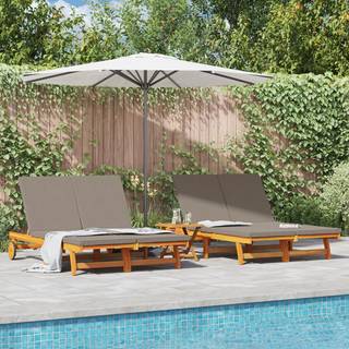 Solstol Med Pude Brun 125 X 200 X 84Cm Massivt Akacietræ