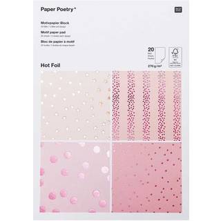 Paper Poetry Motivpapier Block beere 270g/m² 20 Blatt Hot Foil - Beere