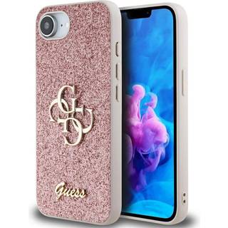 iPhone 16e Guess Fixed Glitter 4G Metal Logo Cover - Pink