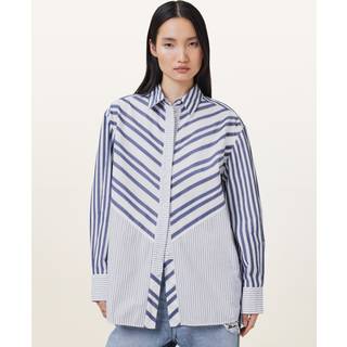 All Saints AllSaints White Shannon Stripe Cotton Shirt