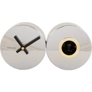 Karlsson Duo Cuckoo bord- og vægur 26x13x,7,2cm sølv