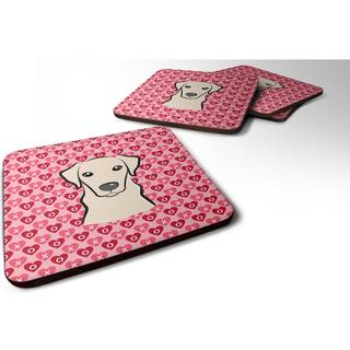 """" Caroline's Treasures Yellow Labrador Hearts Foam Coaster Set på 4 3,5 multicolor """"
